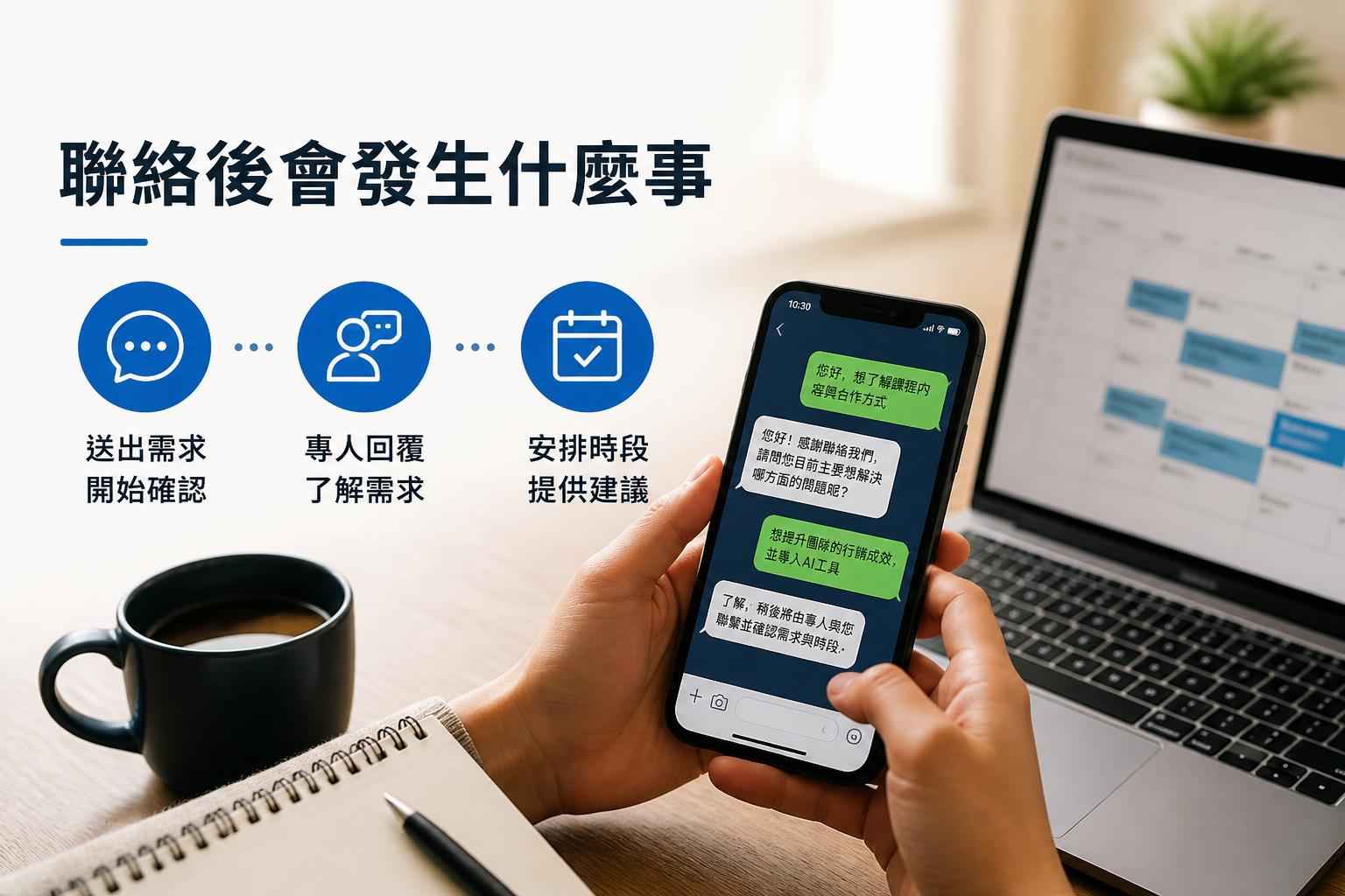 聯絡後回覆與確認流程示意圖