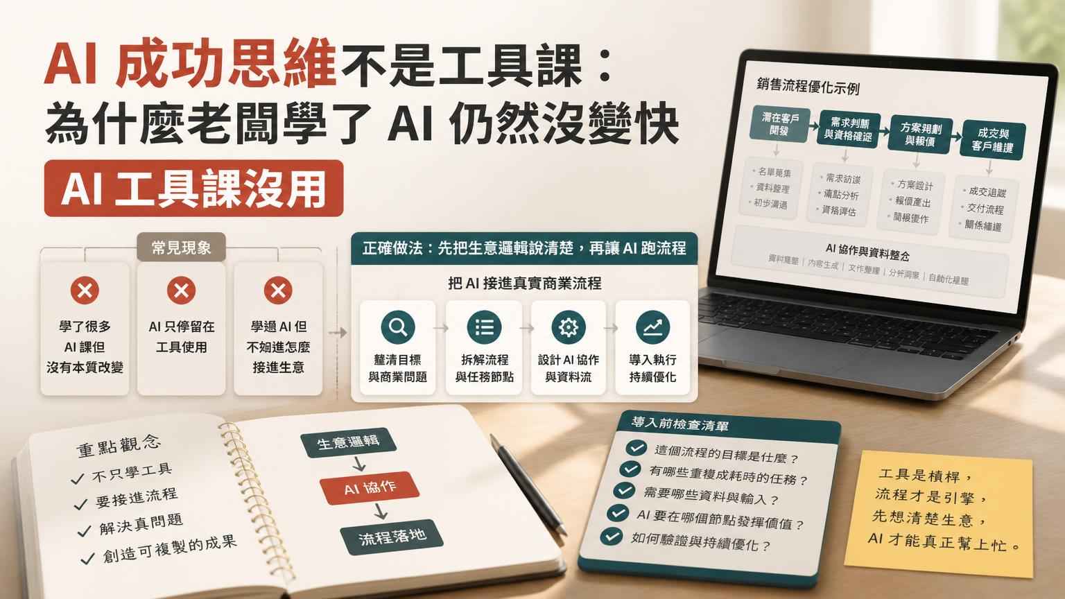 AI 成功思維不是工具課：為什麼老闆學了 AI 仍然沒變快｜文章封面